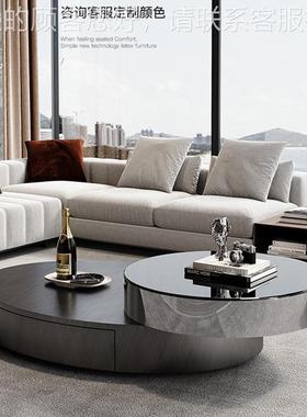 意式创轻奢现客厅家用办公41644意设代计可旋转不圆锈钢椭形玻璃