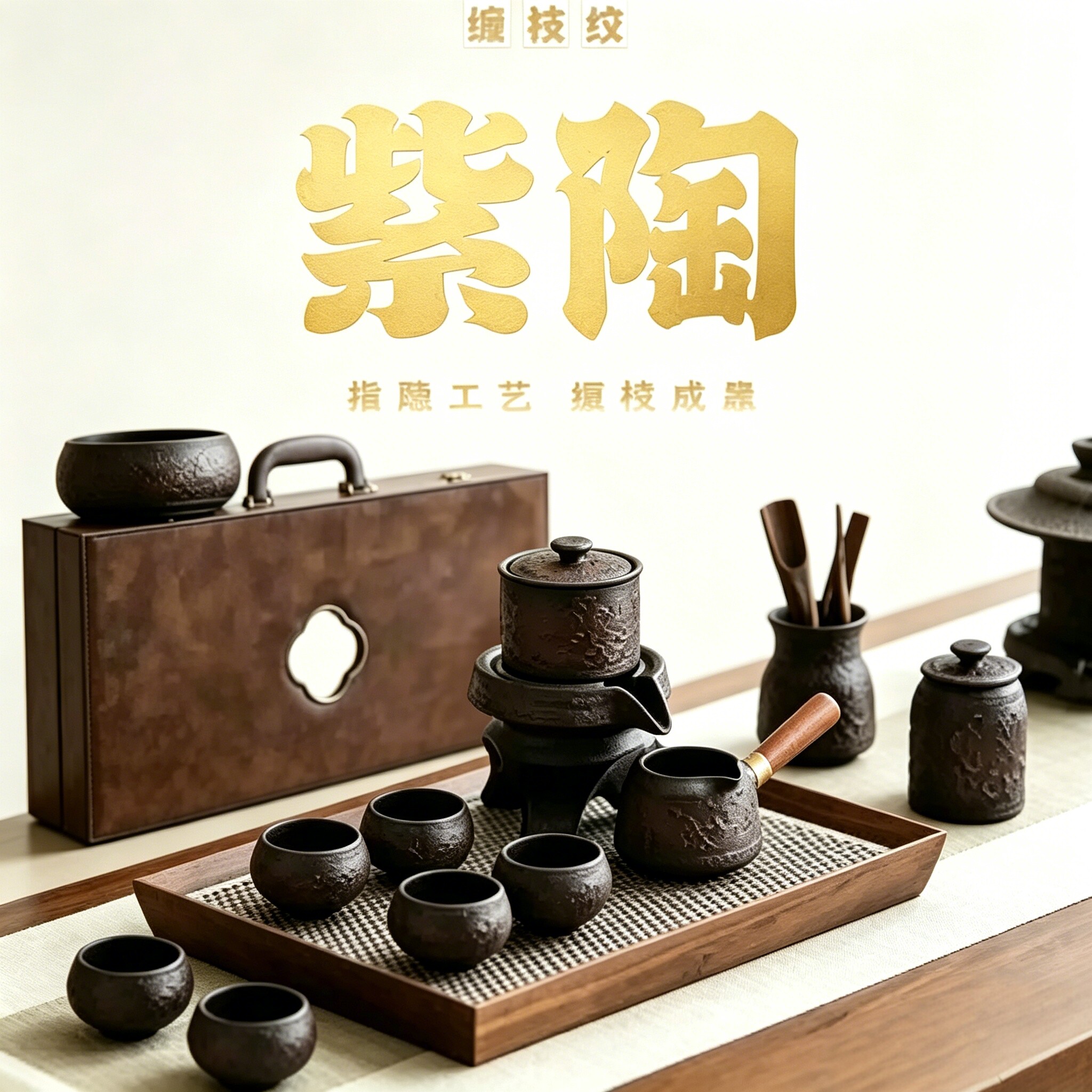 敦煌古风缠枝莲纹雕刻紫陶花茶具