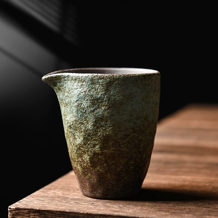复古风粗陶手工磨砂公道杯茶具