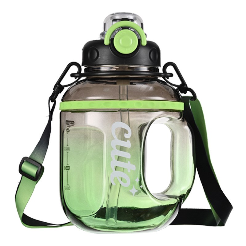 炫彩简约水壶大容量运动健身塑料带吸管水桶吨吨桶太空杯防摔水杯