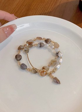 仿天然石珍珠g双层手链女轻奢高级感复古气质手串小众百搭手饰