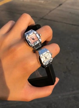 会走的手表戒指 潮l流ins韩版复古潮人配饰个性手表指环戒指手饰