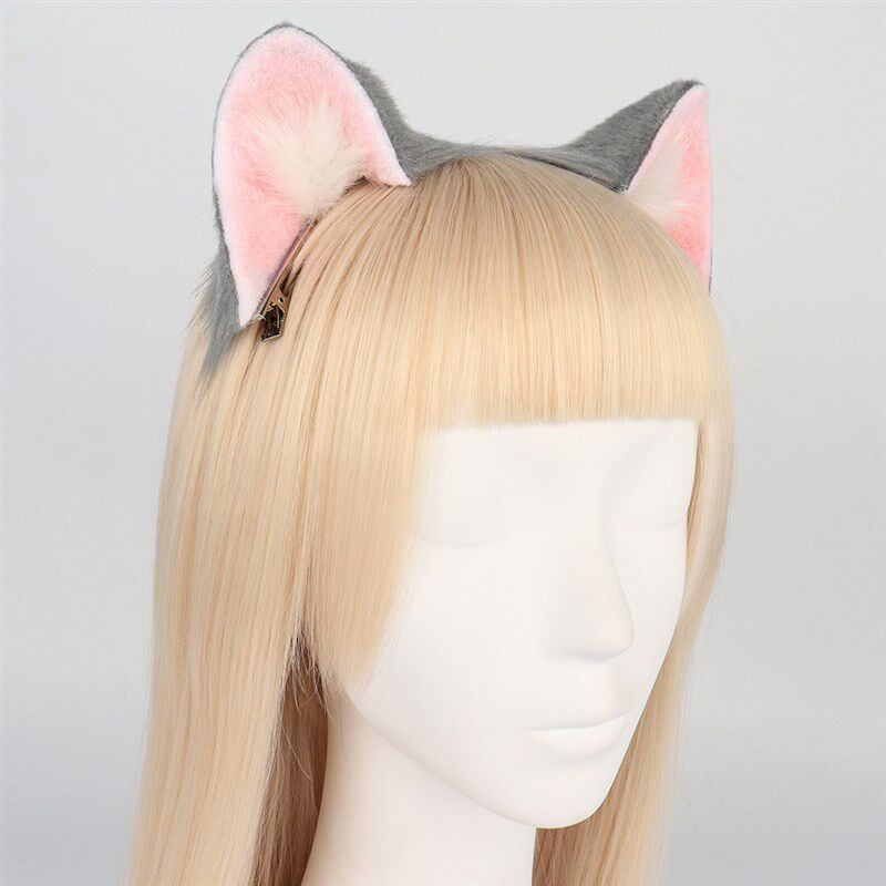 手作兽耳菲奇子猫耳发夹kc洛B丽塔小物边夹仿真可爱猫耳头饰