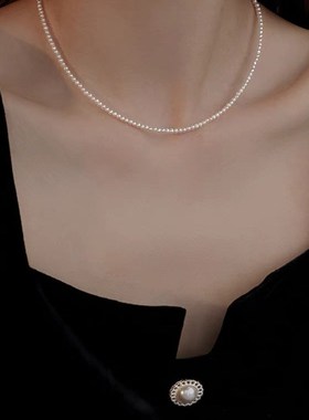 法式极细珍珠爱心吊坠项链简约小C众设计高级感气质一款两带锁骨