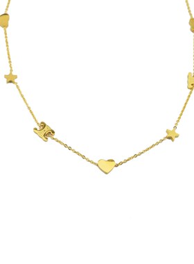 ins风钛d钢爱心项链女高奢多爱心可调节星星细项链四季百搭项链