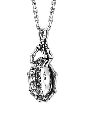 希望之环项链男士3D立体骷髅手吊N坠黑暗风原创设计挂饰