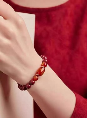 天然朱e砂手链本命年十二生肖兔龙转运珠手串高含量男女紫金砂