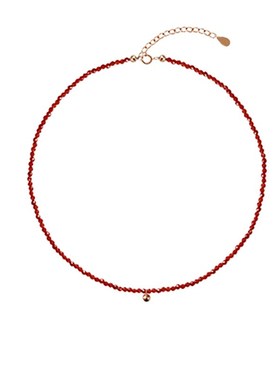 天然红宝石项g链女轻奢小众转运金珠细锁骨链显白项链不掉色女夏