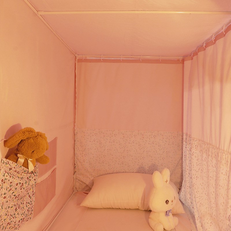 新款学生宿舍蚊帐上下铺床帘一体式加密防蚊N防尘四面遮光带靠墙