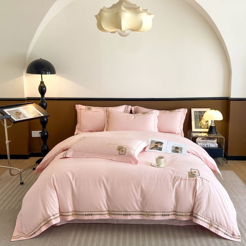 轻奢风60支纯棉四件套四季u全棉高端亲肤裸睡床单被套床笠款床品4