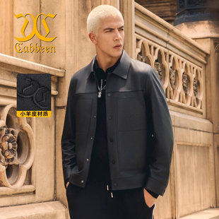 男裝 金屬LOGO四合扣皮衣外套 新款 秋季 商場同款 卡賓皮茄克男士