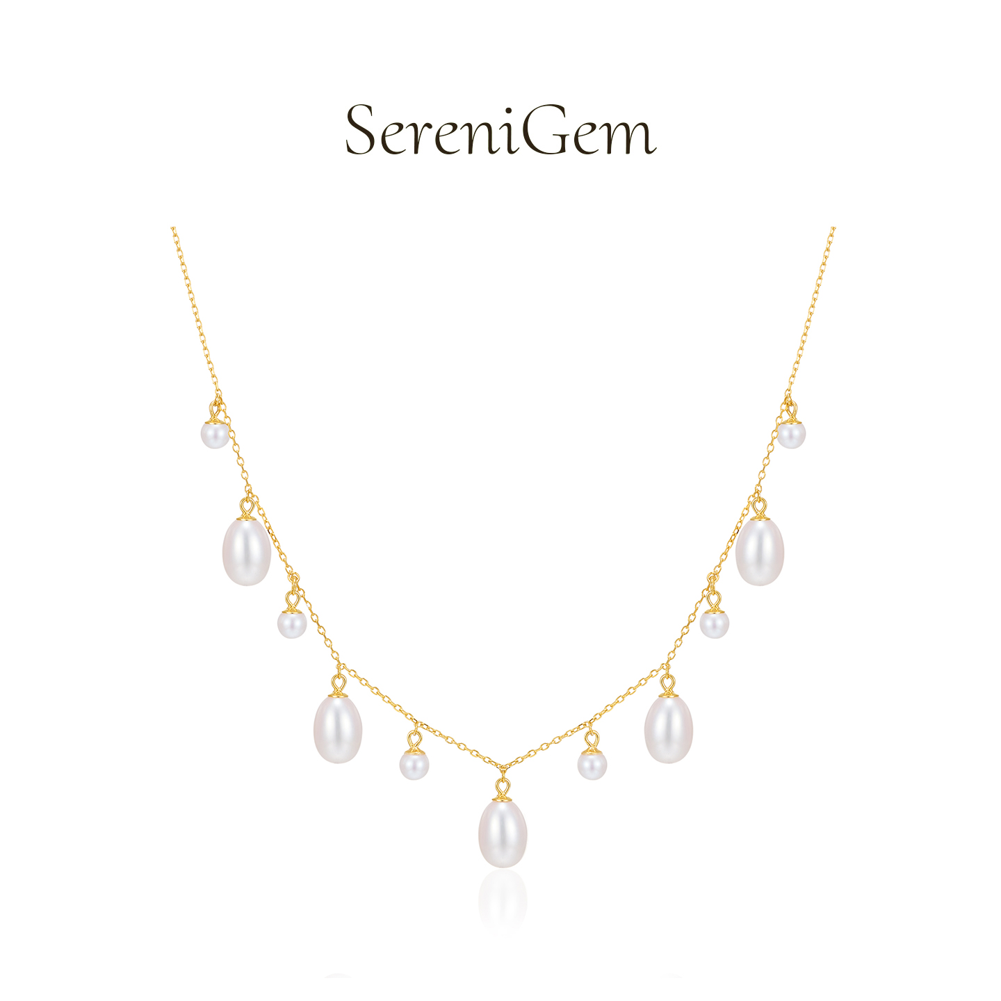 SereniGem谧彩境 S927银重工复古多颗水滴形天然淡水珍珠项链吊坠