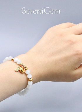 SereniGem谧彩境 18k金和田白玉圆珠手串福气招财款设计款老珠型