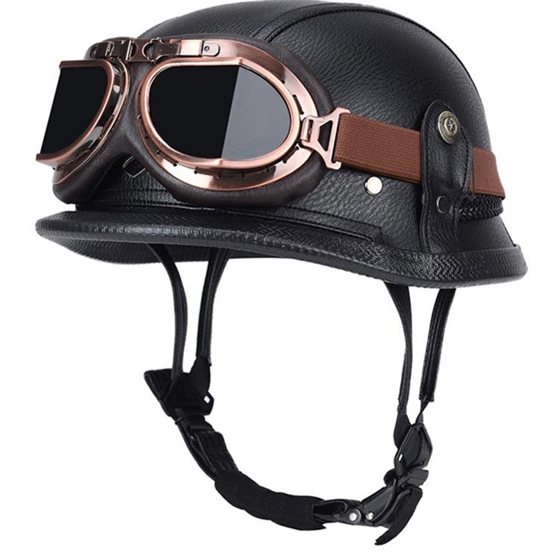 德式覆古头盔半盔夏季3C认证电动车摩托车头盔机车瓢盔钢盔大兵盔