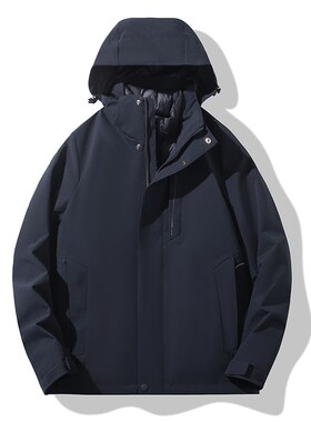 零度抗寒户外纯色三合一外套男加厚保暖登山冲锋衣女90白鸭绒内胆