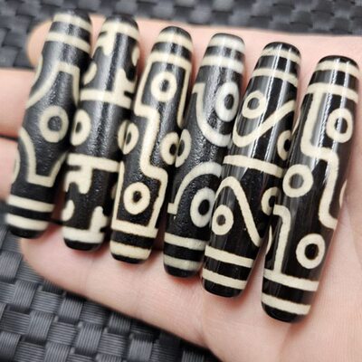 58毫米包浆黑白三眼莲师玉石散珠九眼三眼六眼八眼天珠路路通珠子