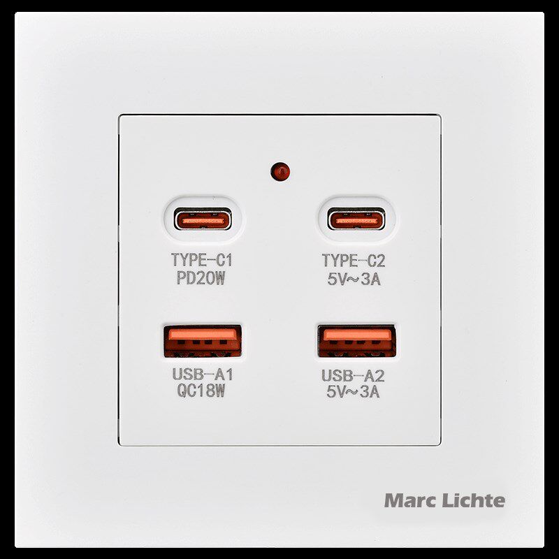 86型快充插座USB超级快充TYPEC手机pd充电插座氮化镓20W暗装插座