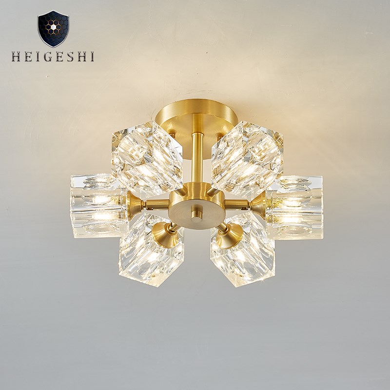 全铜后现代轻奢吸顶灯卧室简约轻奢水I晶灯餐厅客厅过道北欧灯具