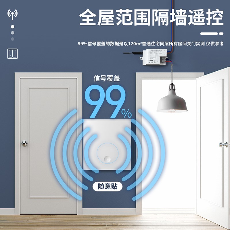 无线遥控开关接收器模块220v免布线随意贴智能无线家用智能开关贴