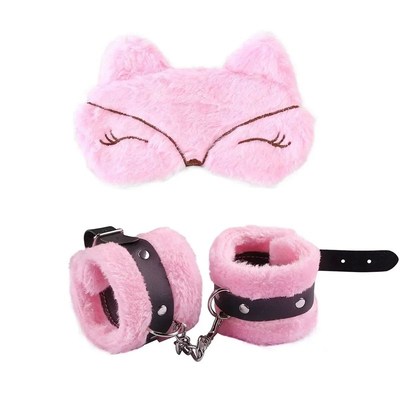 SM Handcuffs Toy Adjustable PU Leather Plush Handcuffs Blind