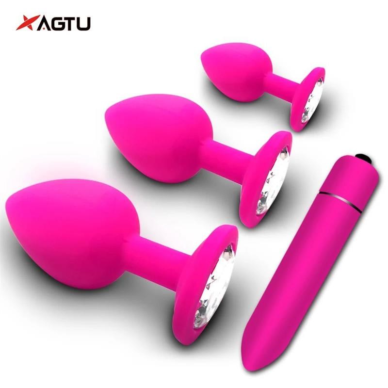 S/M/L Anal Plug Butt Vibrator Women/Men Soft Silicone Round