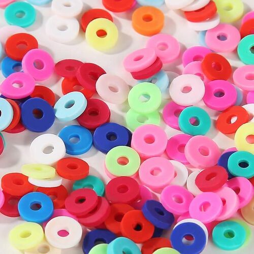 350pcs 6mm jFlat Round Polymer Clay Beads, Loose Spacer