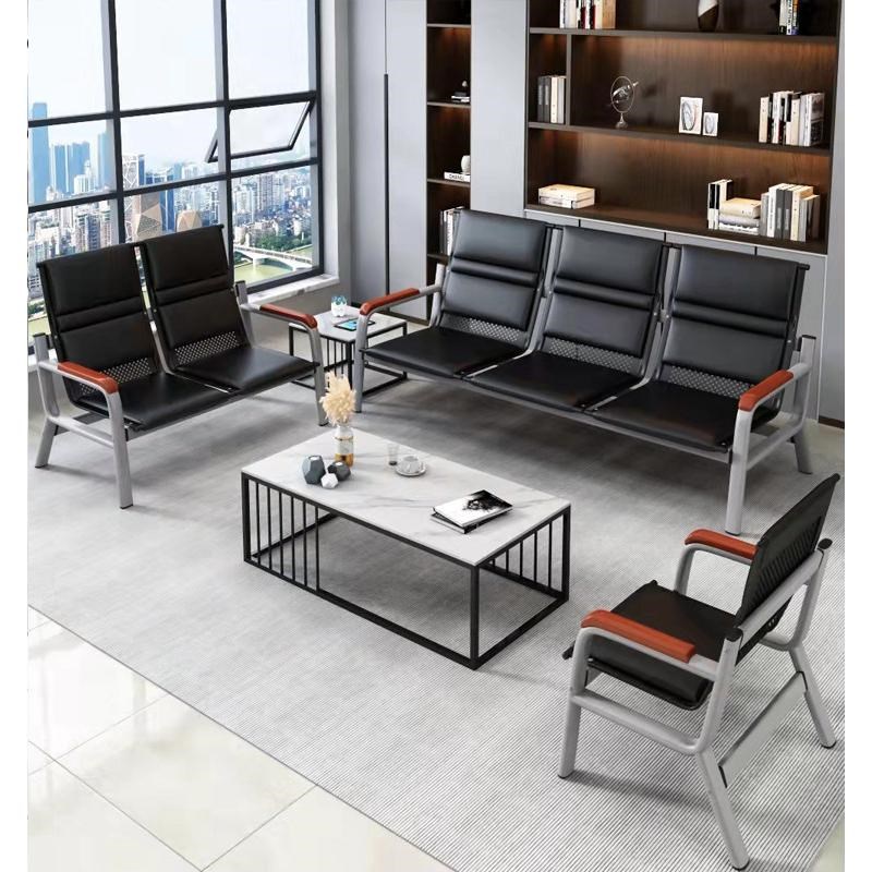 办公沙发茶几组合三人位连排椅接待沙发铁架候诊排椅等候椅长条椅