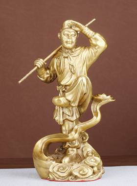 开运纯铜猴子摆件齐天大圣踏云孙悟空 斗战胜佛神像家居工艺品