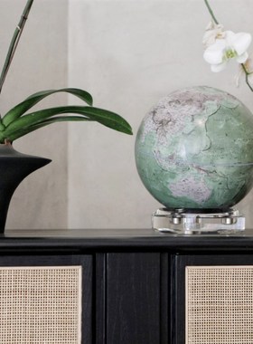 水晶底座】宏微地球仪轻奢手工书房客厅玄关开业节日礼品水晶摆件