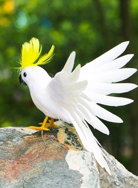 促销仿真羽毛金刚鹦鹉展翅彩色小鸟工艺品动物花园客厅装饰小摆件