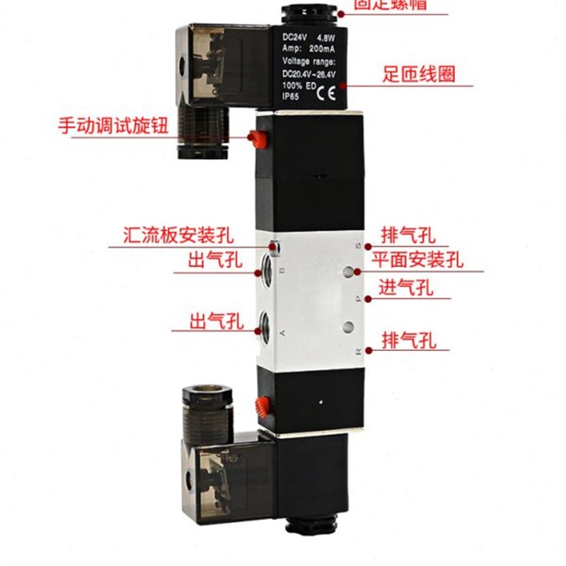 AKS电磁组4V230C-08气动12V控制器开关24V电子AC220V三位五通