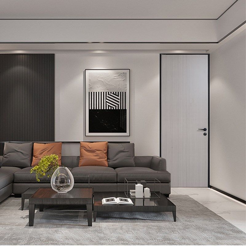 极简无边框铝木门室内隐形门无边门卧室门白色窄边隐框门通顶暗门