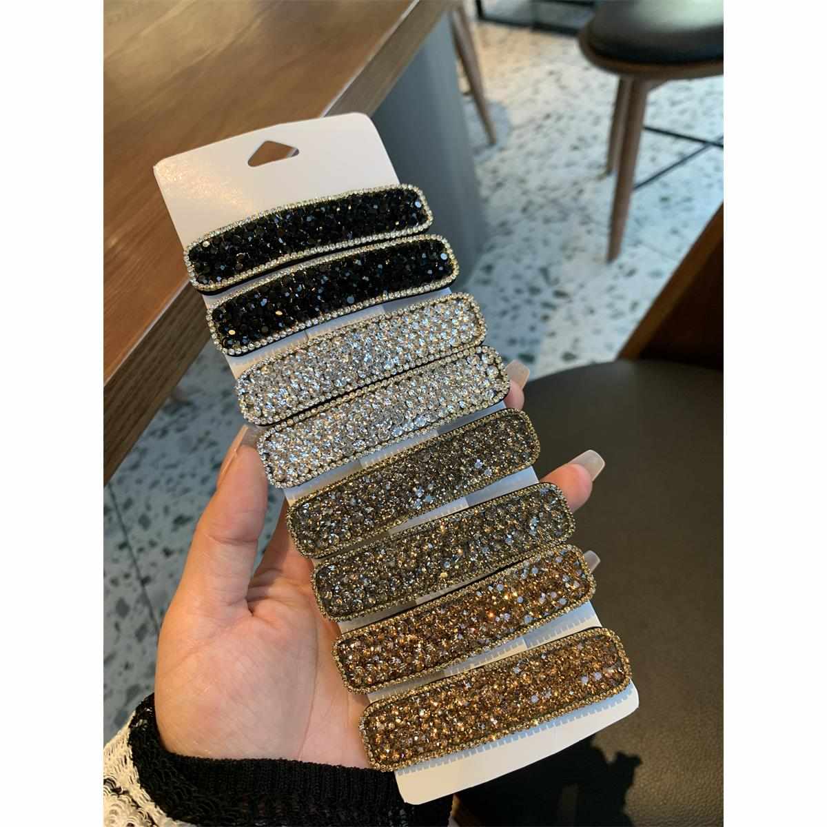 夹子头夹女发童秋冬夹新款色水钻侧边饰刘海可爱黑边夹夹一字卡子