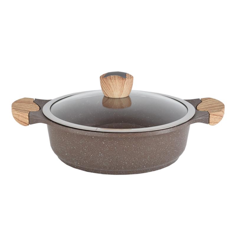 麦饭石不粘锅汤锅三汁焖锅炖锅双耳铝合金家用火锅电磁炉炒锅包邮