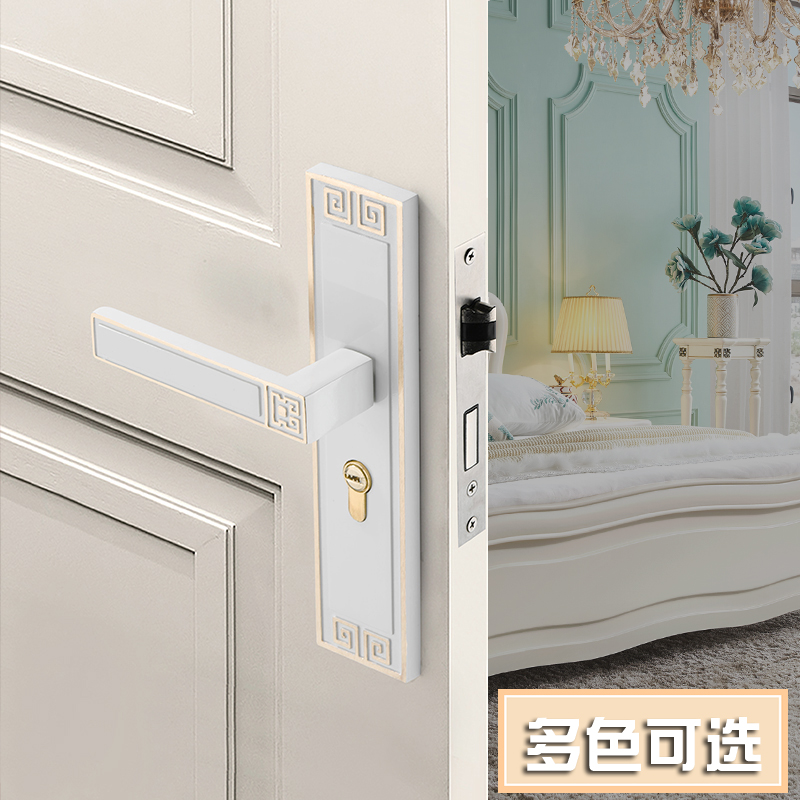 欧式复古房门锁家用室内卧室木门把手锁双对开门假锁通道办公换锁