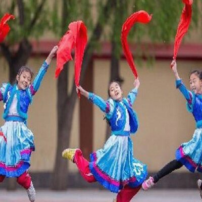 蒙古族安代舞长绸安代舞红绸方巾舞蹈手娟手帕秧歌广场舞绸带