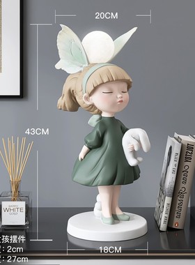 女孩玄关灯摆件客l厅电视柜卧室床头高档家居饰品新年礼物乔迁礼