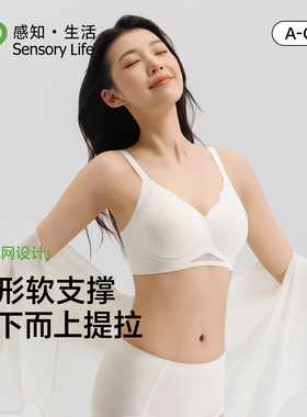 Sensory Life内衣女气垫杯无痕收副乳大胸显小聚拢文胸罩
