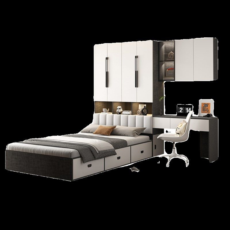 榻榻米衣柜床卧室带书桌实木儿童床多功能组合床小户型床柜一体床