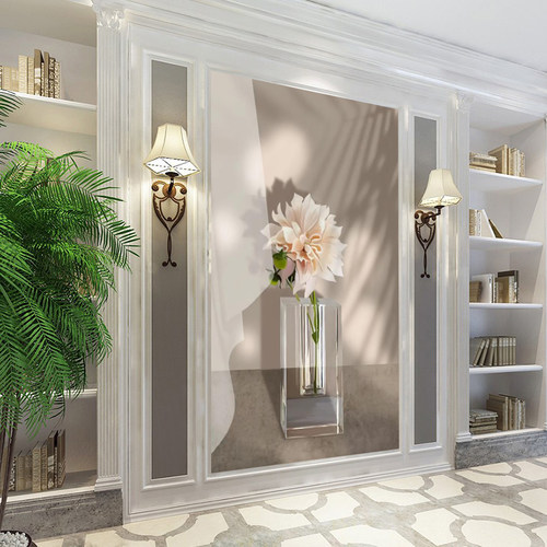 2022现代简约抽象玄关装饰画餐厅背景墙竖版壁画轻奢loft客厅墙纸