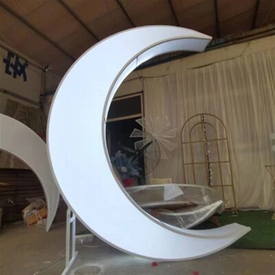 网红月亮婚礼舞台背景装饰婚庆路引道具酒店灯箱装饰X铁艺发光月