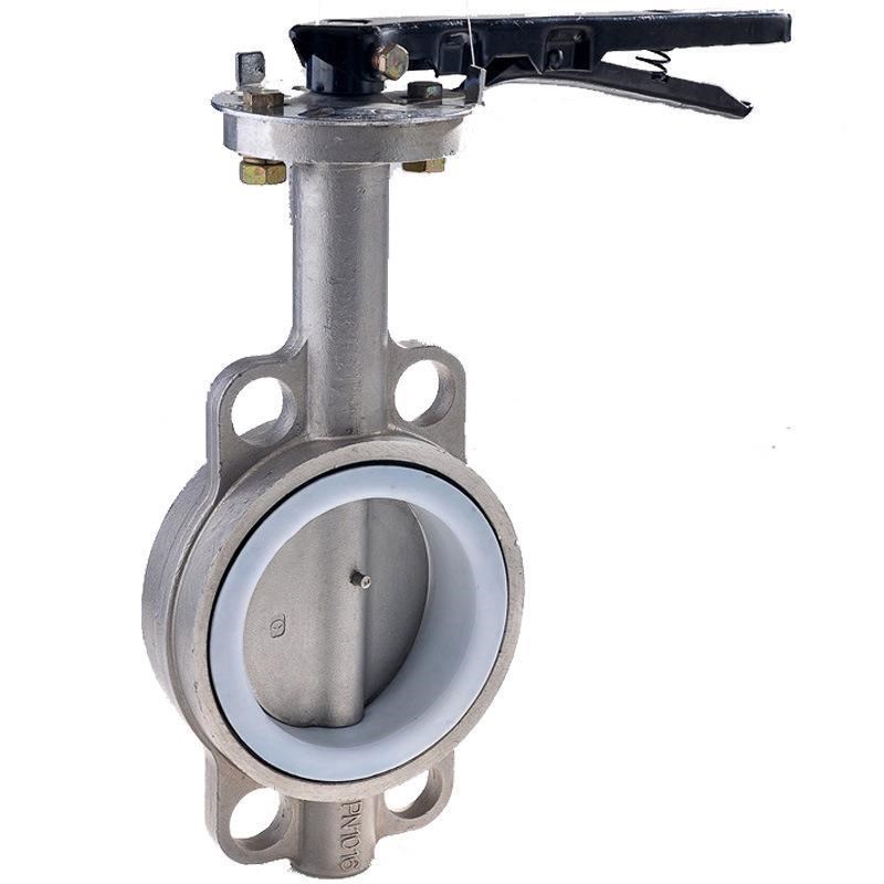 不锈钢对夹蝶D71F-16P对夹式蝶衬四氟密封蝶手柄对夹蝶