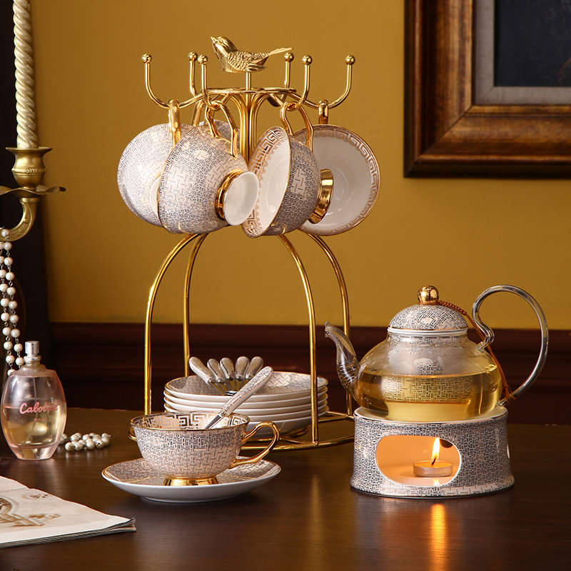 水果茶壶玻璃花茶壶蜡烛电陶炉加热英式下午茶具套装轻奢泡茶家用