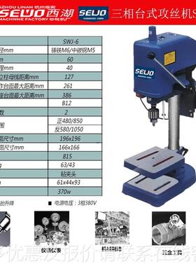 州西湖砂轮机型厂攻Sswj-6/s丝杭机台式-电动小丝攻机 6 -12