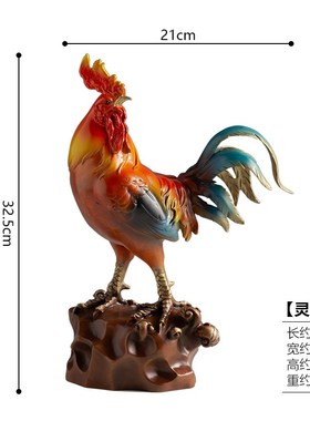 铜之美 铜鸡摆件灵芝鸡 办公室博古架手工铜工艺品高档礼品送领导