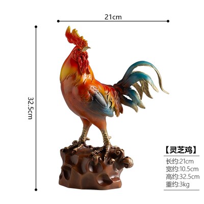 铜之美 铜鸡摆件灵芝鸡 办公室博古架手工铜工艺品高档礼品送领导