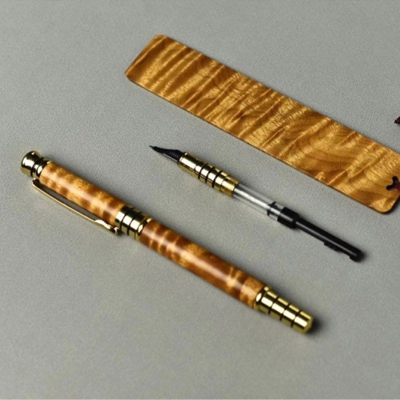 金丝楠木小叶桢楠满水波办公A签字笔总裁签名笔两用笔工艺礼品