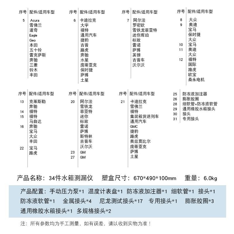 汽车水箱测漏仪打气打压力表水箱检测仪换防冻液冷却系统加注工具 - 封面