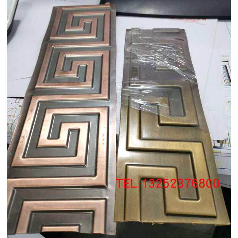 中式回纹线条模具冲压万字纹U型压条景观凉亭装饰铜条拉丝古铜色