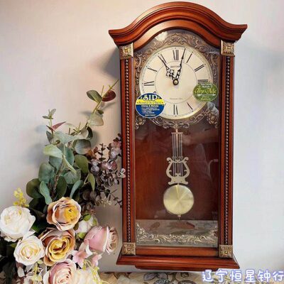 日本丽声挂钟表客厅办公室豪华实木精致时钟CMJ524艺术轻奢钟表